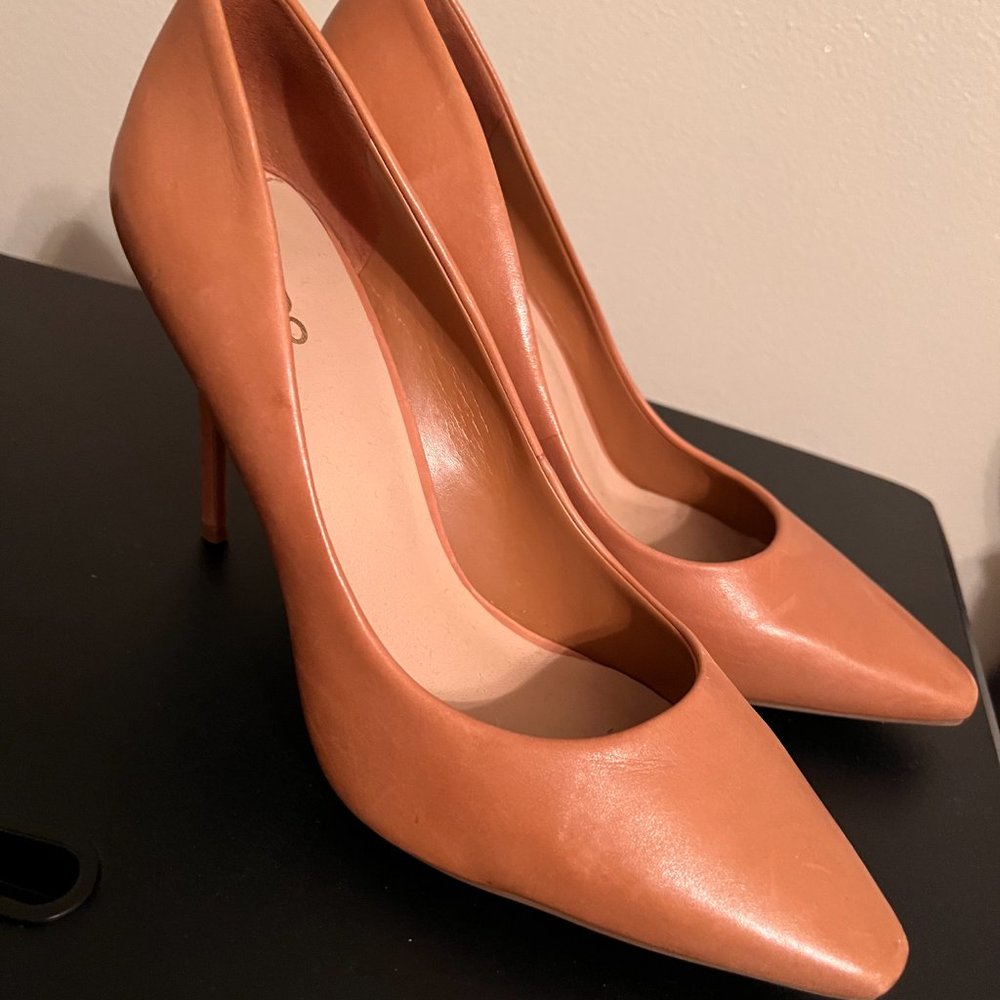 Taupe Leather High Heels